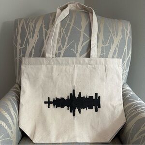Canvas Tote Bag with Black City Skyline
